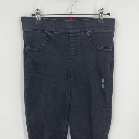SPANX Vintage Black Distressed Skinny Jeans 20213R Size M Shaping Tummy Control - Picture 3 of 11